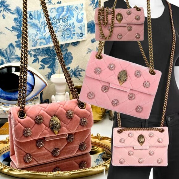Kurt Geiger Handbags - 🆕 KURT GEIGER LONDON 🧿 NWOT Kensington Mini Embellished Velvet Crossbody, Pink